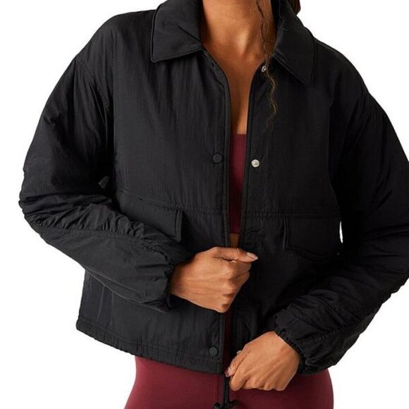 NWT Free People Movement Off The Bleachers Coaches Jacket Black Sz S - Picture 1 of 7